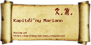 Kapitány Mariann névjegykártya